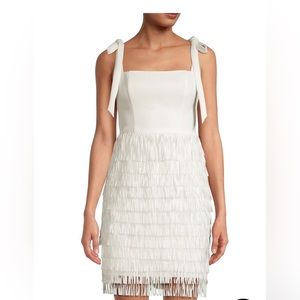 Fringe crepe cocktail dress